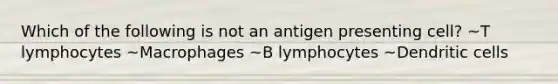 Which of the following is not an antigen presenting cell? ~T lymphocytes ~Macrophages ~B lymphocytes ~Dendritic cells