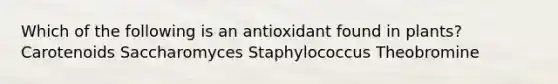 Which of the following is an antioxidant found in plants? Carotenoids Saccharomyces Staphylococcus Theobromine