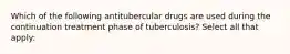 Which of the following antitubercular drugs are used during the continuation treatment phase of tuberculosis? Select all that apply: