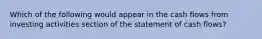 Which of the following would appear in the cash flows from investing activities section of the statement of cash flows?