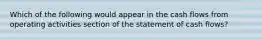 Which of the following would appear in the cash flows from operating activities section of the statement of cash flows?