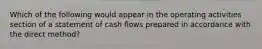 Which of the following would appear in the operating activities section of a statement of cash flows prepared in accordance with the direct method?