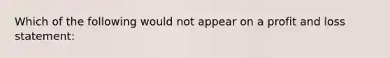 Which of the following would not appear on a profit and loss statement: