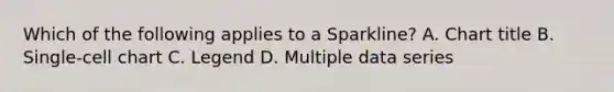 Which of the following applies to a Sparkline? A. Chart title B. Single-cell chart C. Legend D. Multiple data series