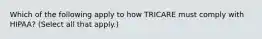 Which of the following apply to how TRICARE must comply with HIPAA? (Select all that apply.)