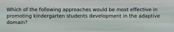 Which of the following approaches would be most effective in promoting kindergarten students development in the adaptive domain?