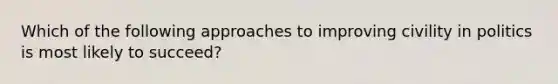 Which of the following approaches to improving civility in politics is most likely to succeed?