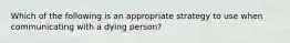 Which of the following is an appropriate strategy to use when communicating with a dying person?