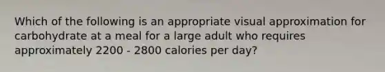 Which of the following is an appropriate visual approximation for carbohydrate at a meal for a large adult who requires approximately 2200 - 2800 calories per day?