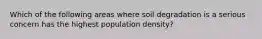 Which of the following areas where soil degradation is a serious concern has the highest population density?