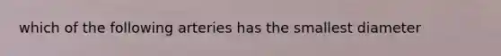 which of the following arteries has the smallest diameter