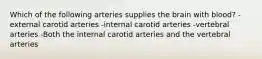 Which of the following arteries supplies the brain with blood? -external carotid arteries -internal carotid arteries -vertebral arteries -Both the internal carotid arteries and the vertebral arteries