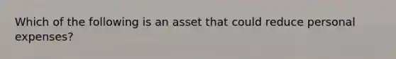 Which of the following is an asset that could reduce personal expenses?