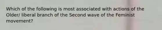 Which of the following is most associated with actions of the Older/ liberal branch of the Second wave of the Feminist movement?