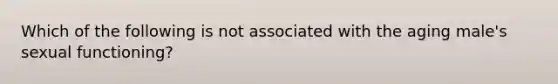 Which of the following is not associated with the aging male's sexual functioning?