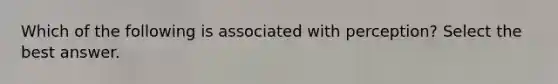 Which of the following is associated with perception? Select the best answer.