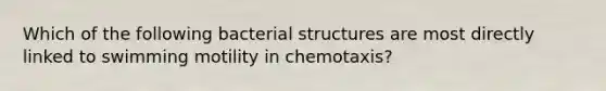 Which of the following bacterial structures are most directly linked to swimming motility in chemotaxis?