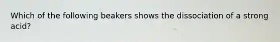 Which of the following beakers shows the dissociation of a strong acid?