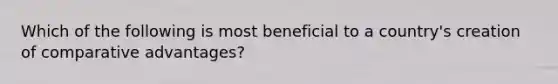 Which of the following is most beneficial to a country's creation of comparative advantages?