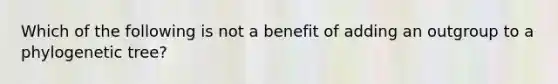 Which of the following is not a benefit of adding an outgroup to a phylogenetic tree?