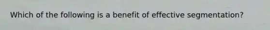 Which of the following is a benefit of effective segmentation?