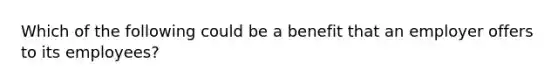 Which of the following could be a benefit that an employer offers to its employees?