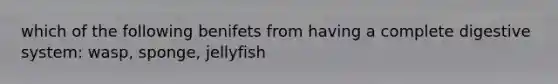 which of the following benifets from having a complete digestive system: wasp, sponge, jellyfish