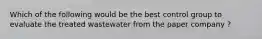 Which of the following would be the best control group to evaluate the treated wastewater from the paper company ?