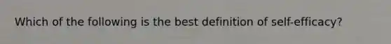 Which of the following is the best definition of self-efficacy?