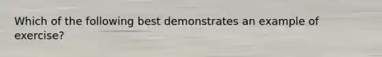 Which of the following best demonstrates an example of exercise?