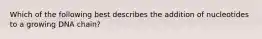 Which of the following best describes the addition of nucleotides to a growing DNA chain?