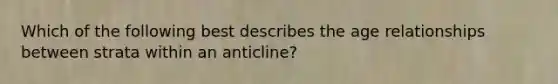 Which of the following best describes the age relationships between strata within an anticline?