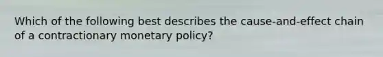 Which of the following best describes the cause-and-effect chain of a contractionary monetary policy?