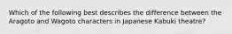 Which of the following best describes the difference between the Aragoto and Wagoto characters in Japanese Kabuki theatre?