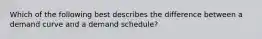 Which of the following best describes the difference between a demand curve and a demand schedule?