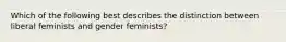 Which of the following best describes the distinction between liberal feminists and gender feminists?