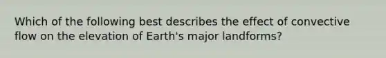 Which of the following best describes the effect of convective flow on the elevation of Earth's major landforms?