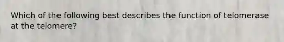 Which of the following best describes the function of telomerase at the telomere?