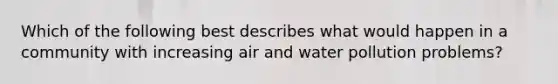 Which of the following best describes what would happen in a community with increasing air and water pollution problems?