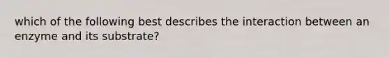 which of the following best describes the interaction between an enzyme and its substrate?