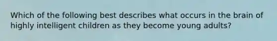 Which of the following best describes what occurs in the brain of highly intelligent children as they become young adults?