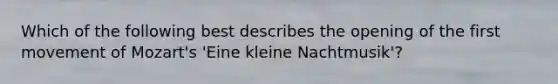 Which of the following best describes the opening of the first movement of Mozart's 'Eine kleine Nachtmusik'?