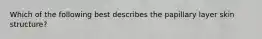 Which of the following best describes the papillary layer skin structure?