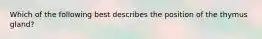 Which of the following best describes the position of the thymus gland?