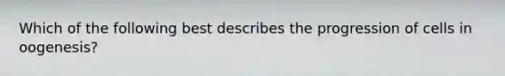 Which of the following best describes the progression of cells in oogenesis?