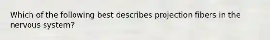 Which of the following best describes projection fibers in the nervous system?