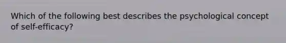 Which of the following best describes the psychological concept of self-efficacy?