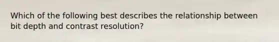 Which of the following best describes the relationship between bit depth and contrast resolution?