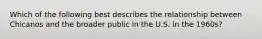 Which of the following best describes the relationship between Chicanos and the broader public in the U.S. in the 1960s?