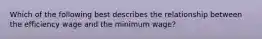 Which of the following best describes the relationship between the efficiency wage and the minimum wage?